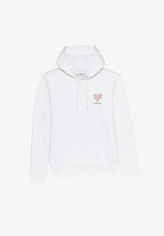  SWEET HEART EMBROIDERY UNISEX - Kapuzenpullover - White