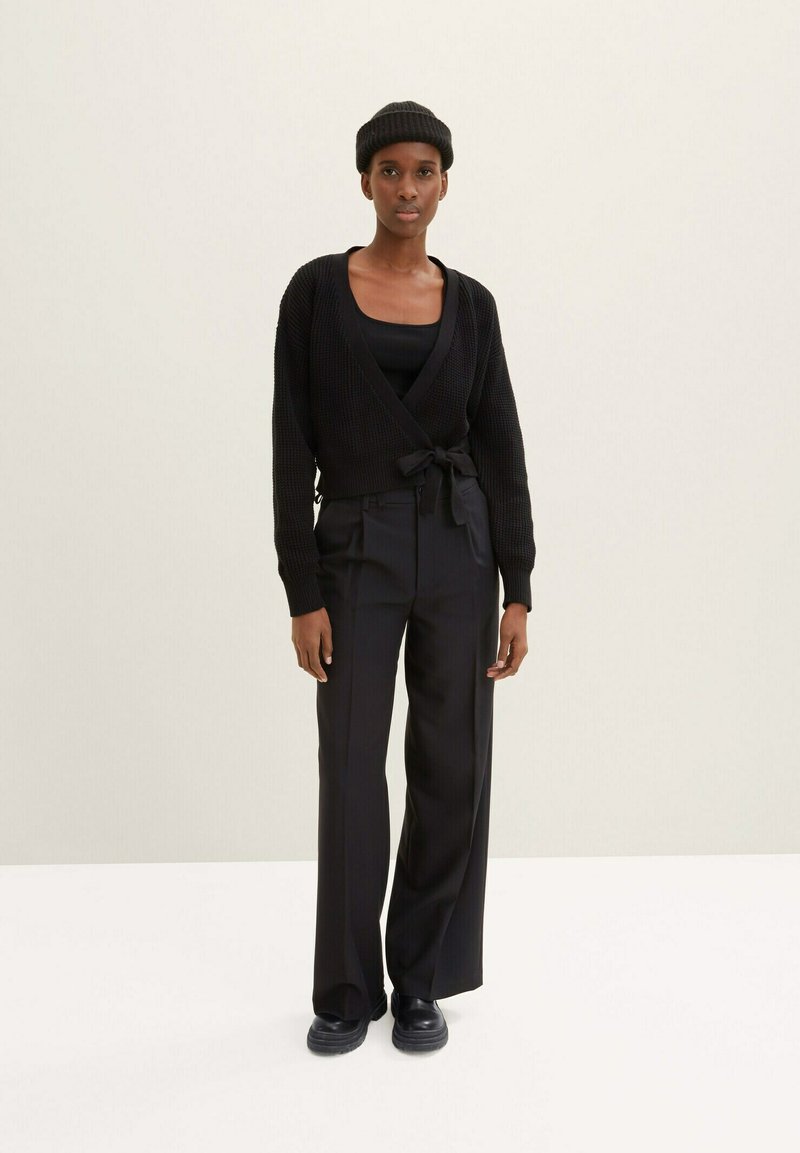 TOM TAILOR Denim IN WICKEL-OPTI - Strickjacke - Deep Black