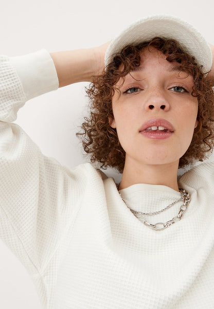 QS By S.Oliver MIT WAFFELSTRUKTUR - Sweatshirt - Off-white