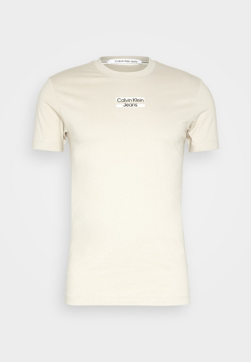Calvin Klein Jeans TRANSPARENT STRIPE LOGO TEE - T-Shirt Print - Classic Beige