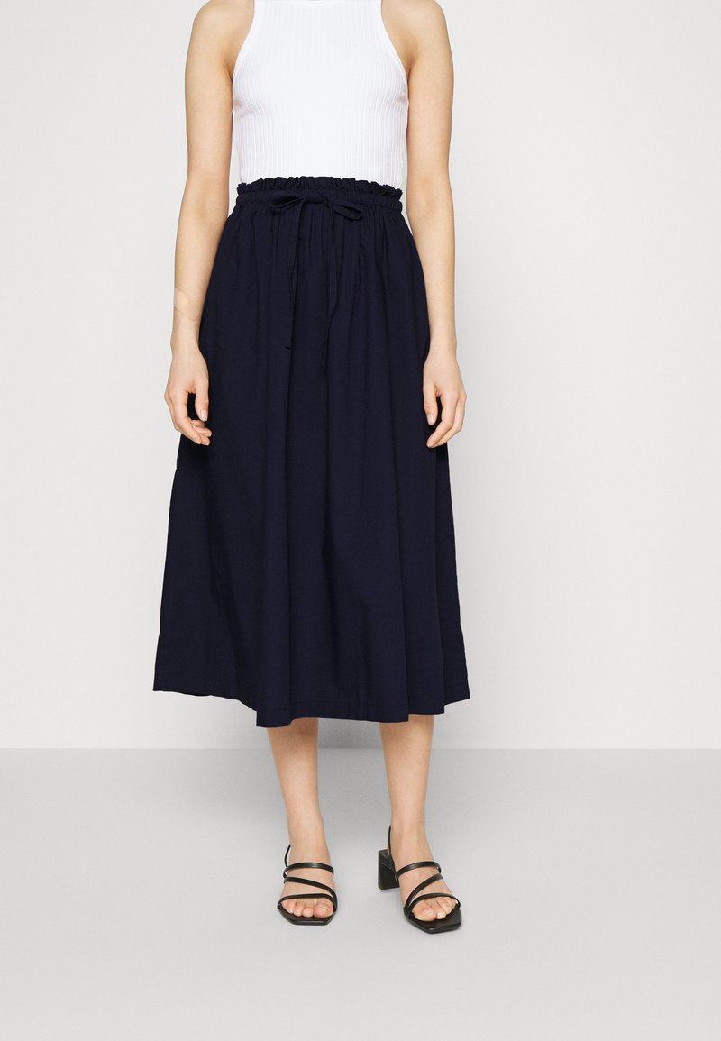  PAPERBAG PULL ON MIDI SKIRT - A-Linien-Rock - Navy Uniform