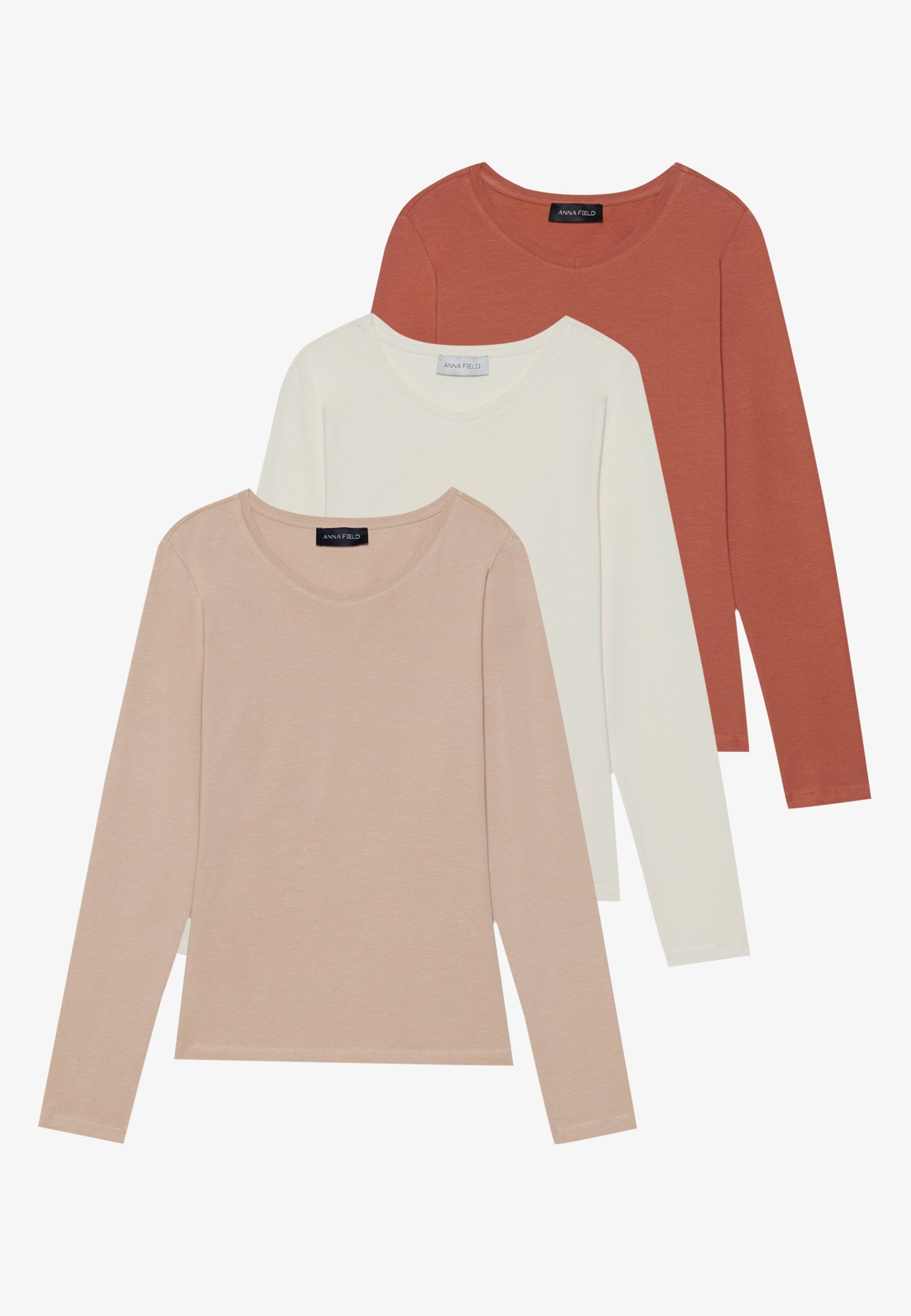 Anna Field 3 PACK - Long Sleeved Top - Black/bordeaux/white
