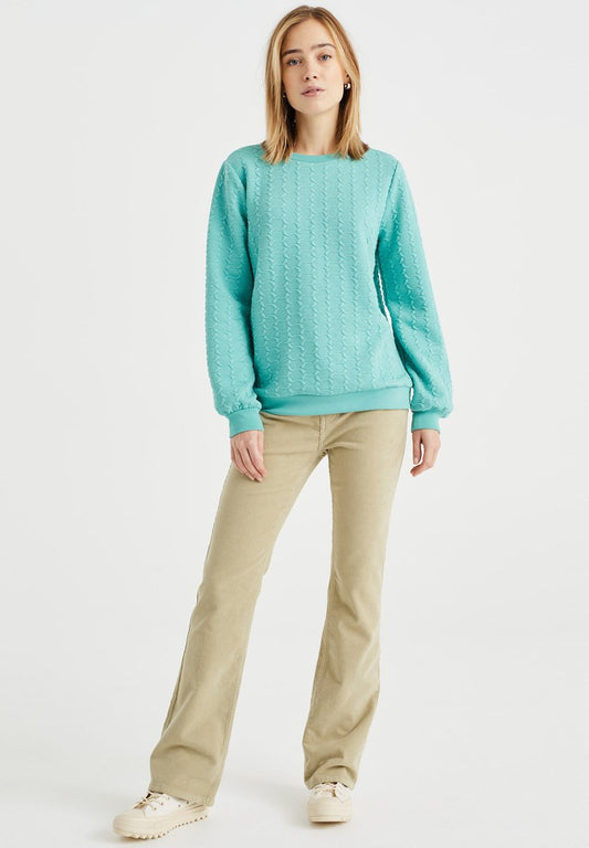 WE FASHION MET STRUCTUUR - Sweatshirt - Green