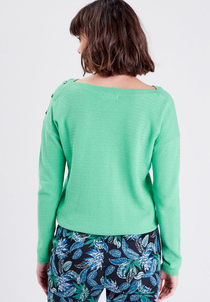 MIT KNÖPFEN - Strickpullover - Vert Fluo