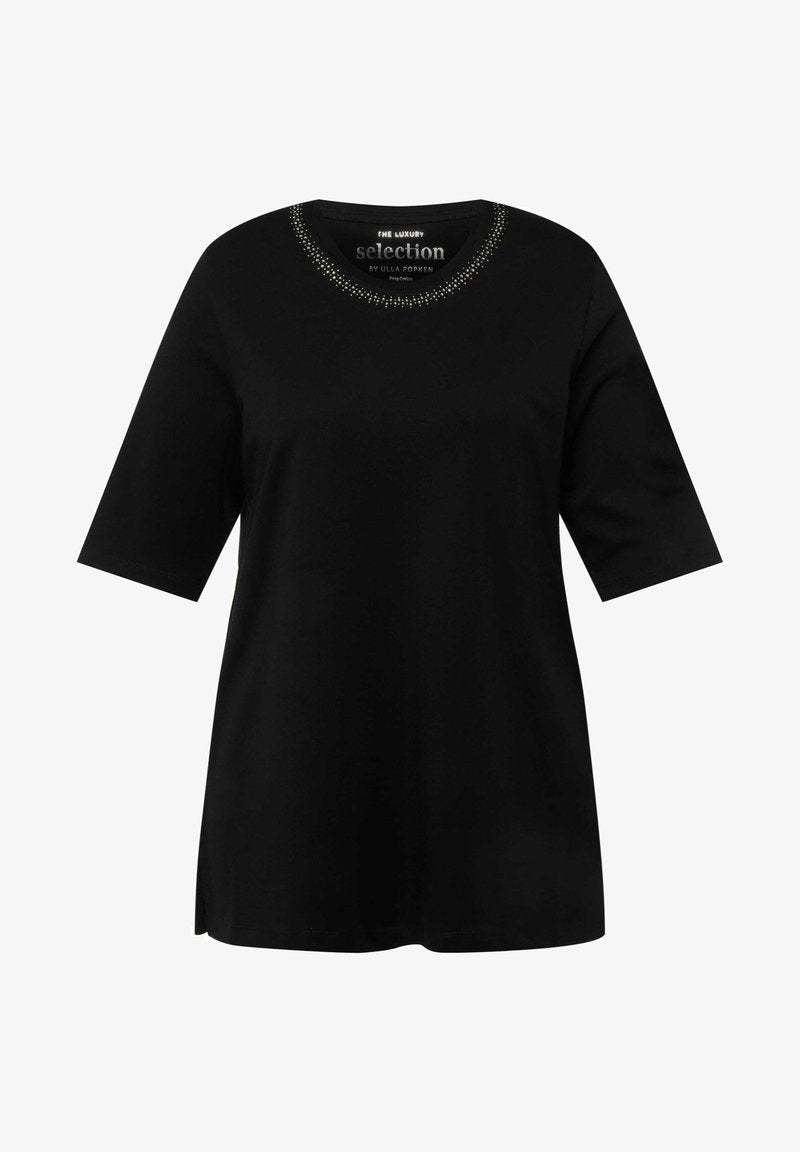 Ulla Popken PIMA SHORT SLEEVE - T-Shirt Basic - Black