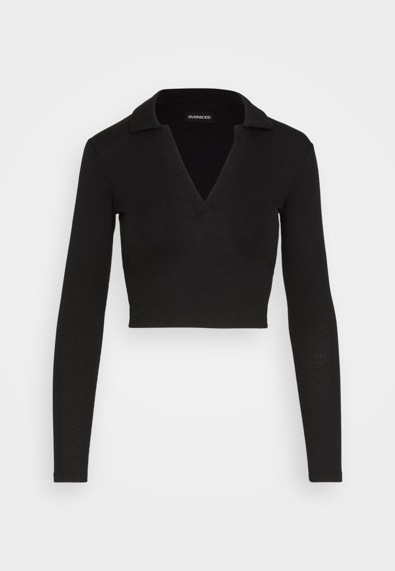 Even&Odd LONG SLEEVE COLLAR - Langarmshirt - Black