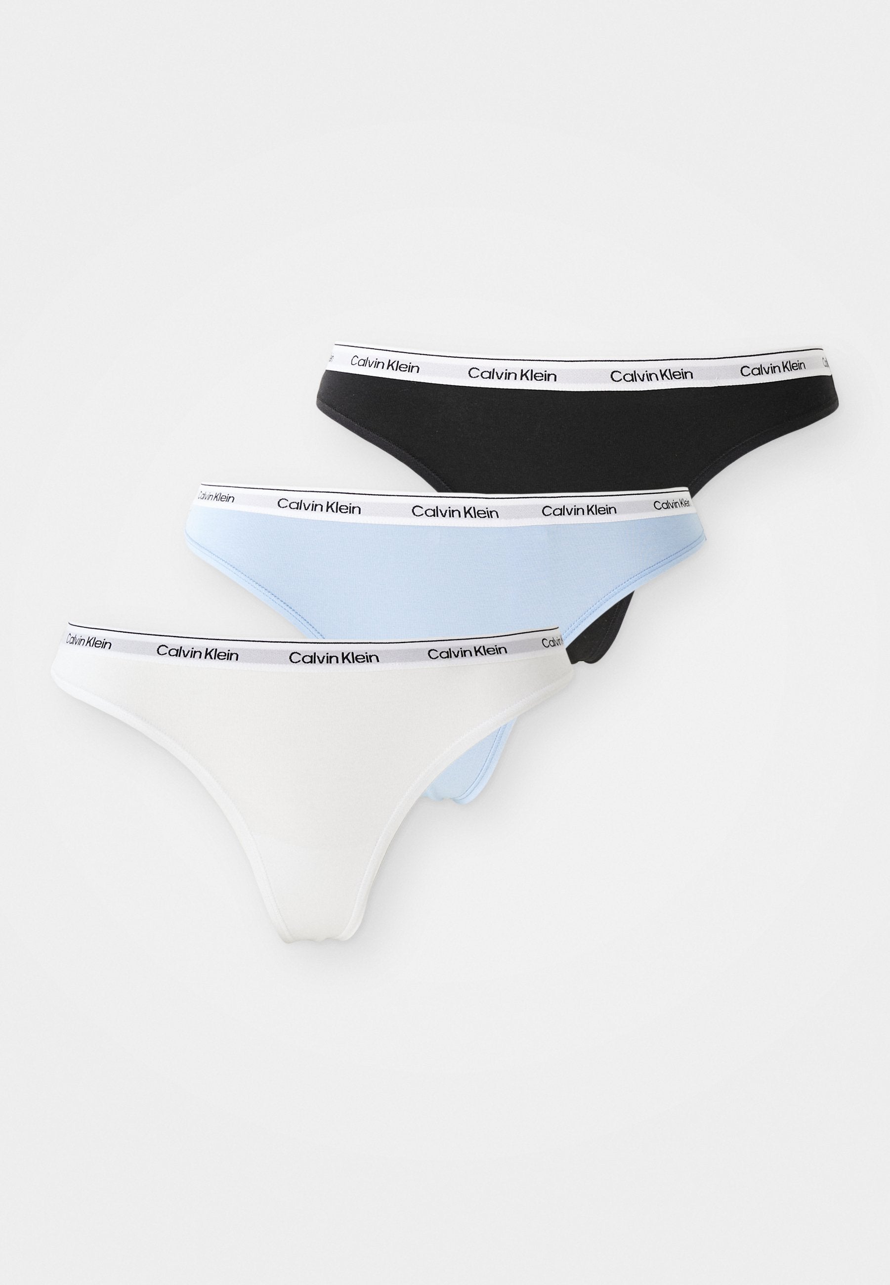 CALVIN KLEIN UNDERWEAR THONG LOGO ICON 3 PACK - Thong - Schwarz/grau