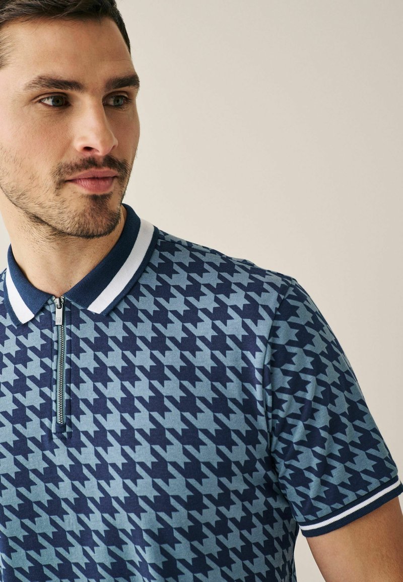 Next PRINT - Poloshirt - Blue Dogtooth