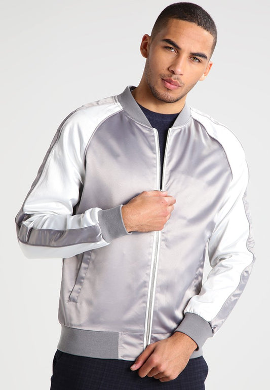 URBAN CLASSICS SOUVENIR - Bomberjacke - Silver/offwhite