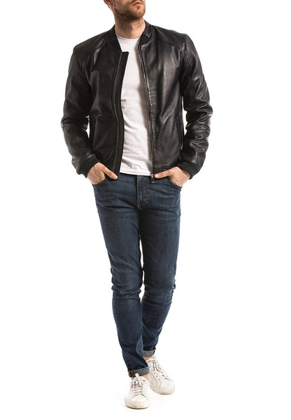  BLUE WELLFORD - Lederjacke - Navy