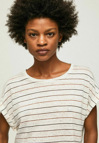 Pepe Jeans OLAYA - T-Shirt Print - Off White Brown