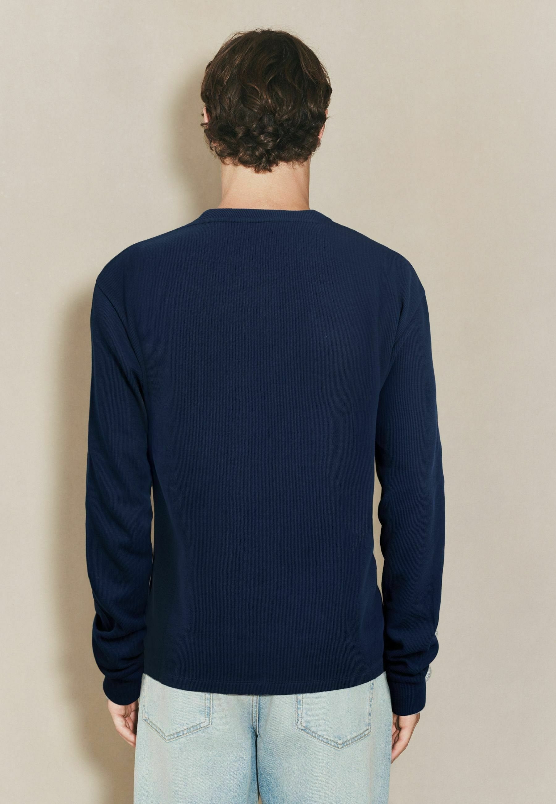 Next REGULAR FIT - EDIT GRANDAD NECK - Long Sleeved Top - Navy