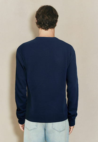 Next REGULAR FIT - EDIT GRANDAD NECK - Long Sleeved Top - Navy
