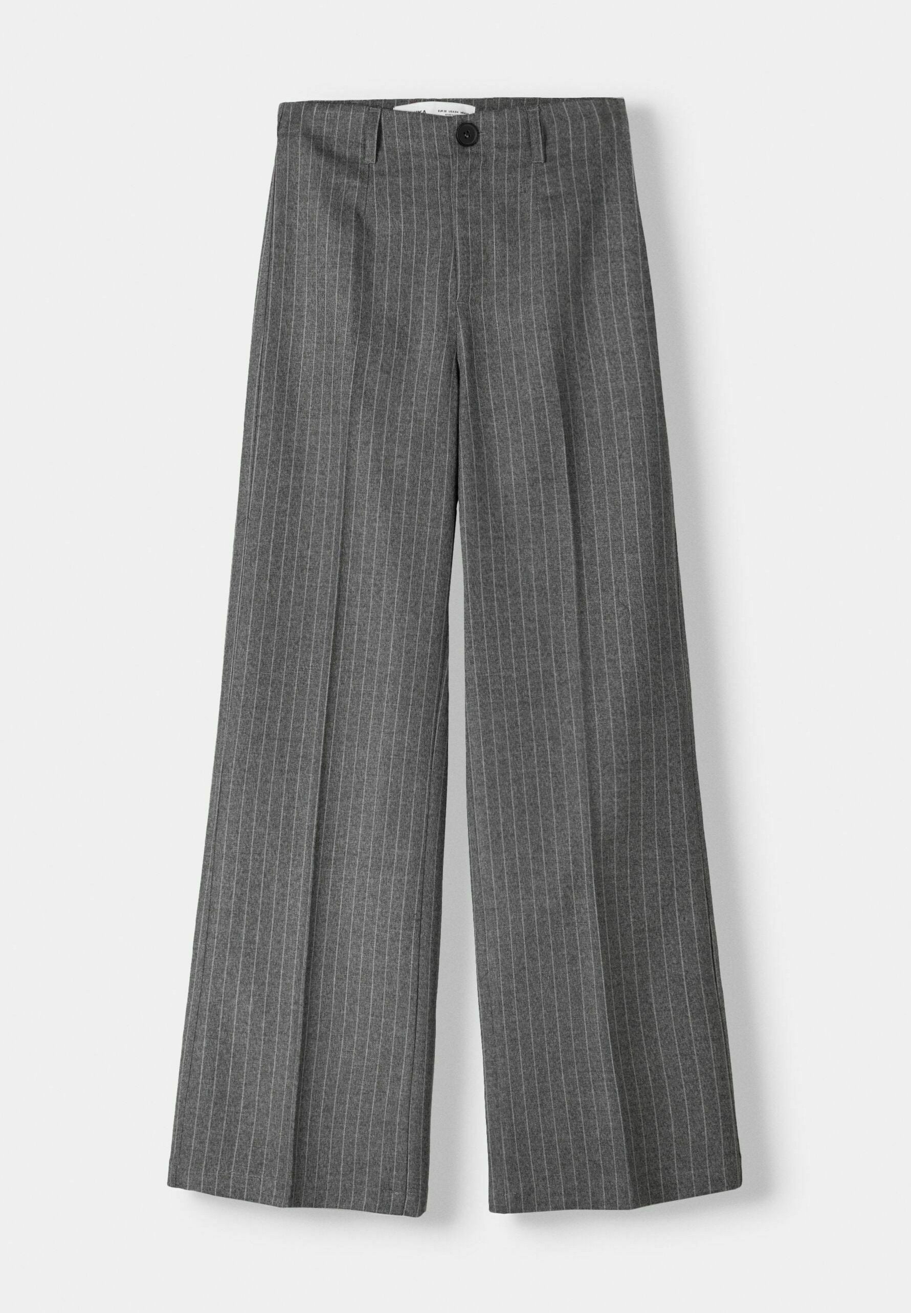 BERSHKA WIDE-LEG TAILORED - Trousers - Black