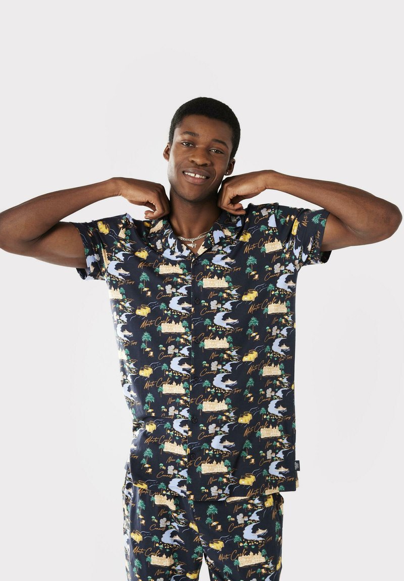  CÔTE D'AZUR BUTTON UP SET - Nachtwäsche Set - Navy