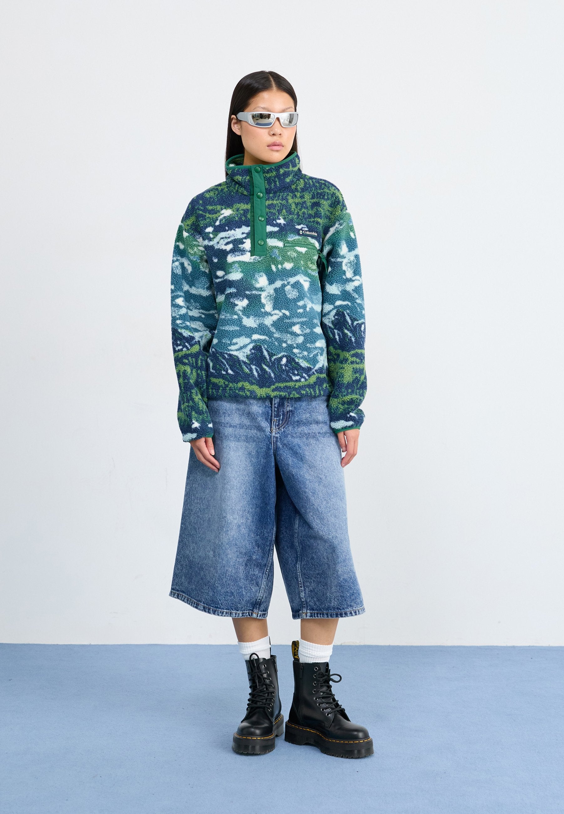 Columbia HELVETIA™ II PRINTED CROPPED HALF SNAP - Fleece Jumper - Everblue Sisters/rain Forest