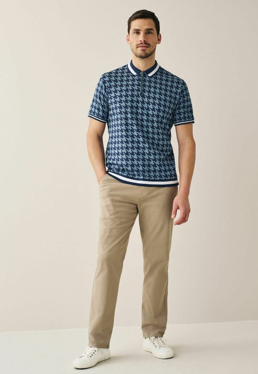 Next PRINT - Poloshirt - Blue Dogtooth