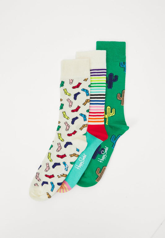 Happy Socks SOCKS 3 PACK - Socken - White/green/beige
