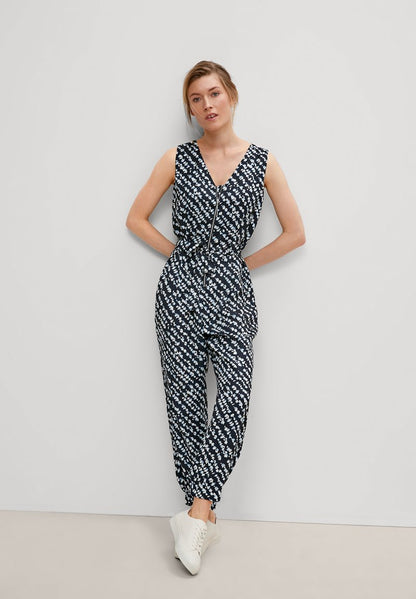 Comma SALOPETTE - Jumpsuit - Dark Blue Aop