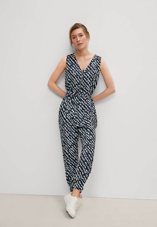 Comma SALOPETTE - Jumpsuit - Dark Blue Aop