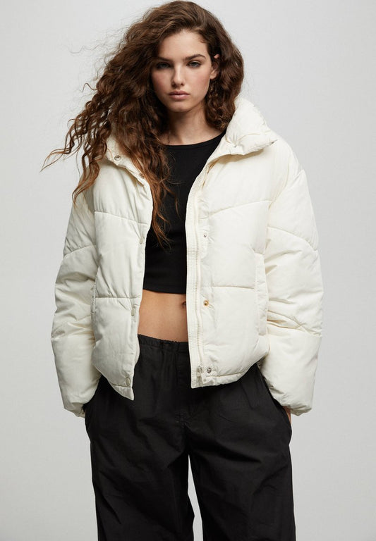 PULL & BEAR WITH A FUNNEL COLLAR - Winterjacke - Mottled Beige