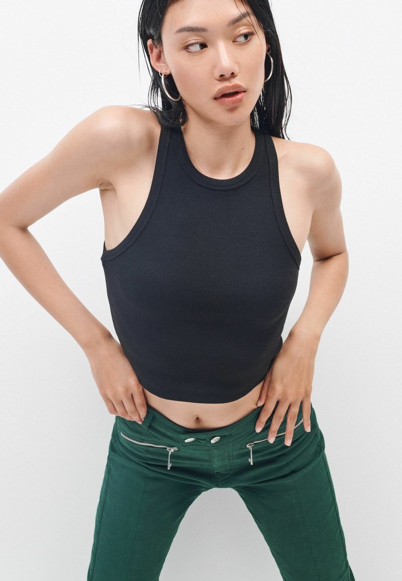  HIGH WAIST BIKER STANDARD - Jeans Slim Fit - Green