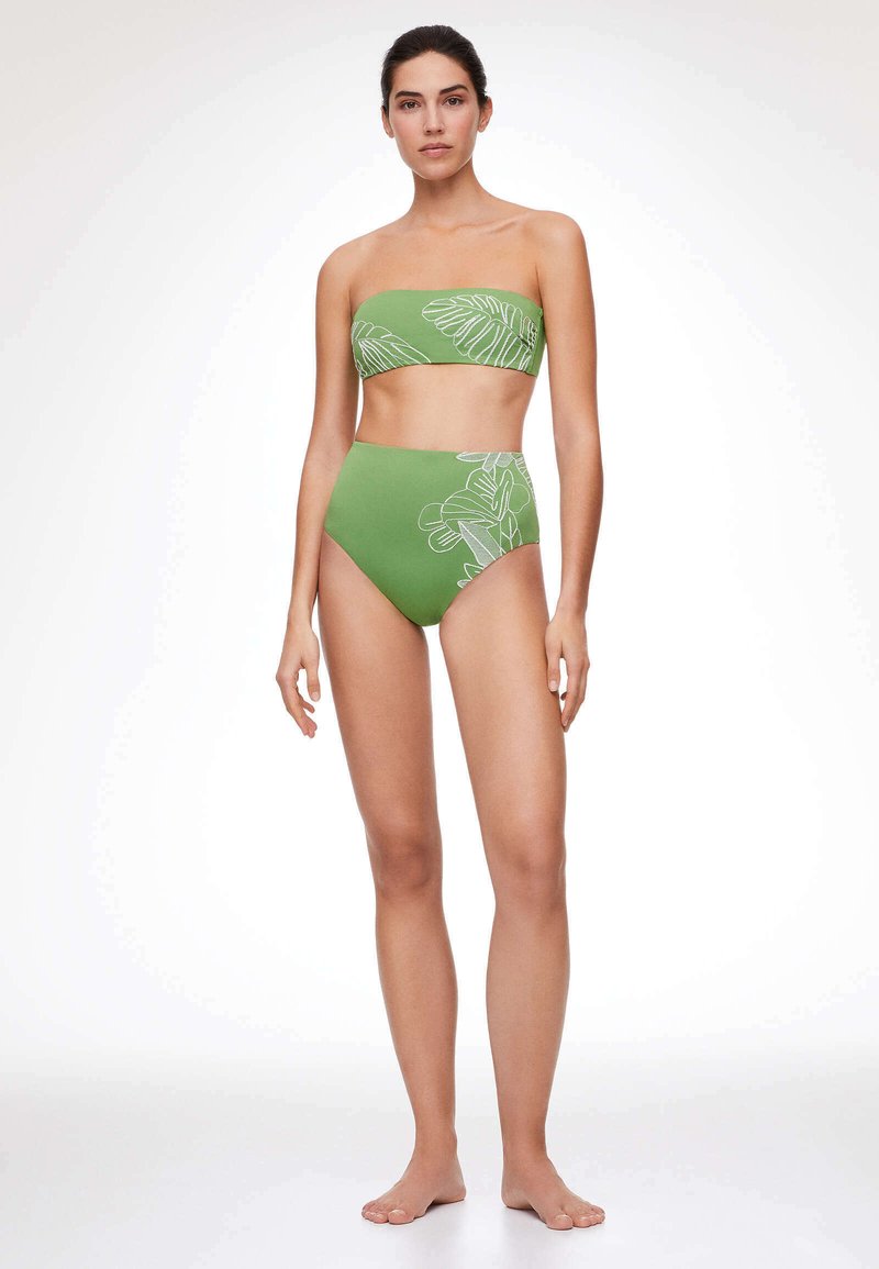 Oysho EMBROIDERED HIGH-COVERAGE - Bikini-Hose - Green