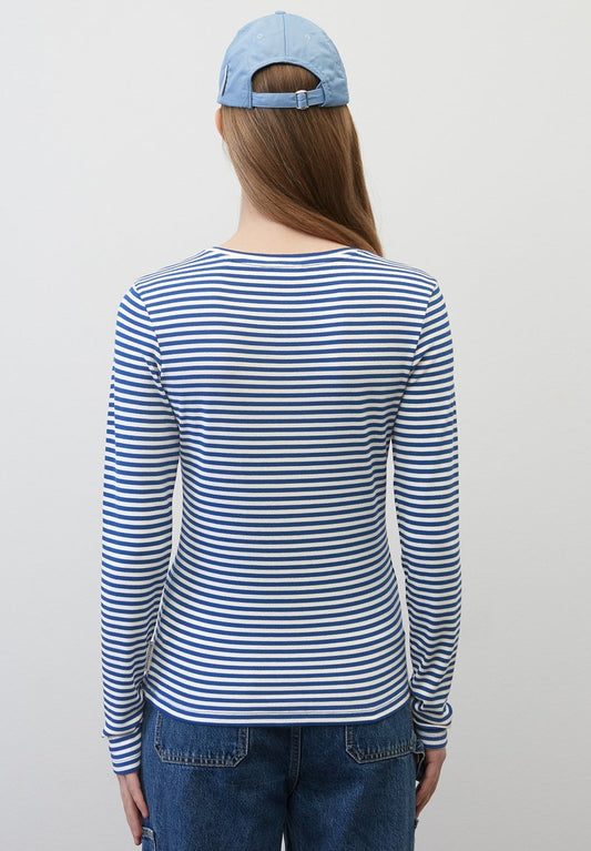 Marc O'Polo DENIM STREIFEN-SLIM AUS STRETCHIGEM - Langarmshirt - Blue