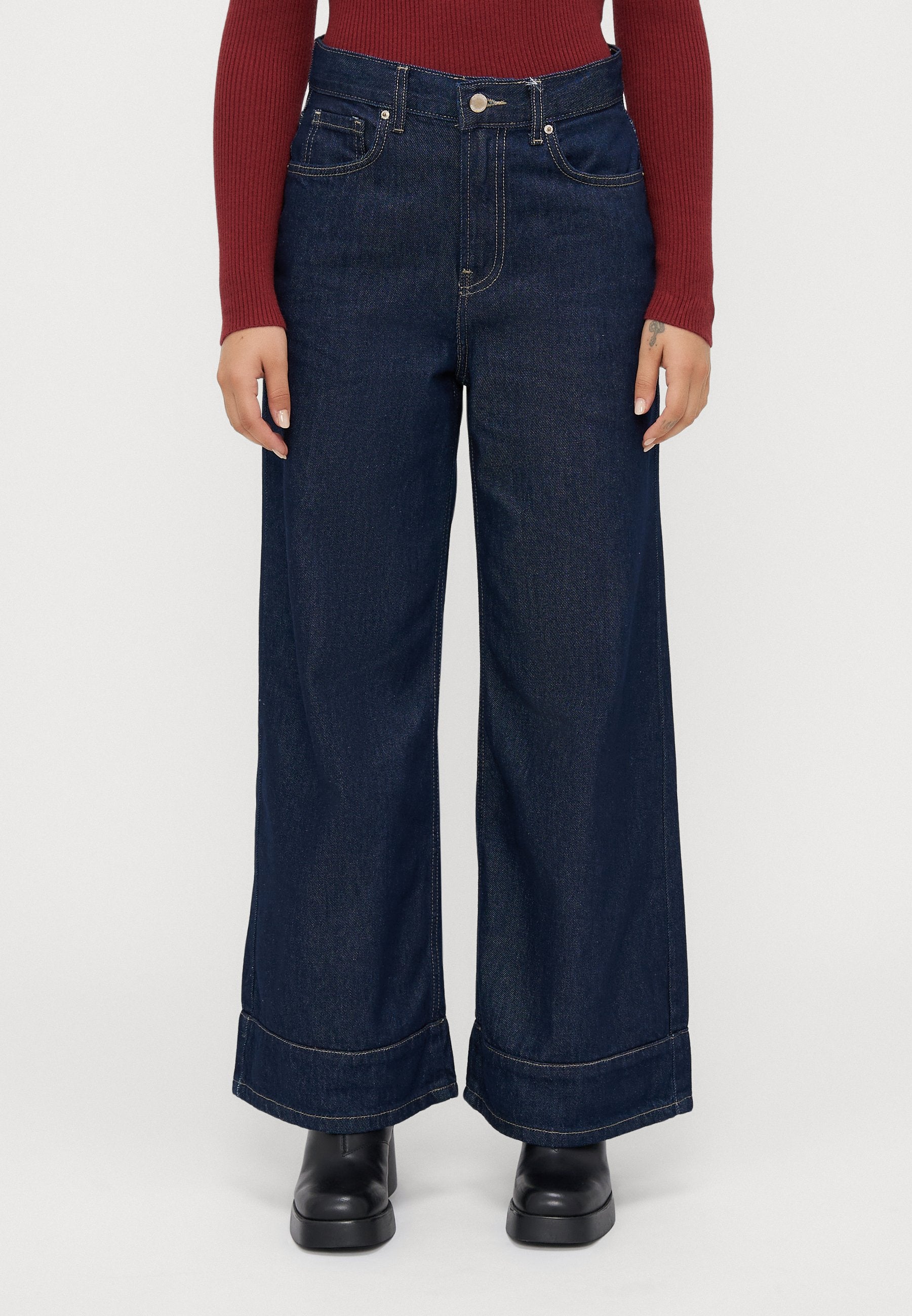 ONLY Petite ONLLINEA DIA - Wide Leg - Dark Blue Denim
