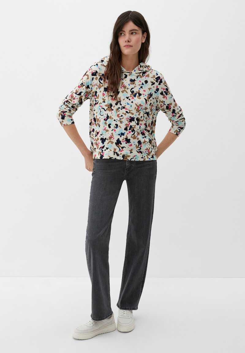 S.Oliver MIT ALLOVER-MUSTER - Kapuzenpullover - Ecru