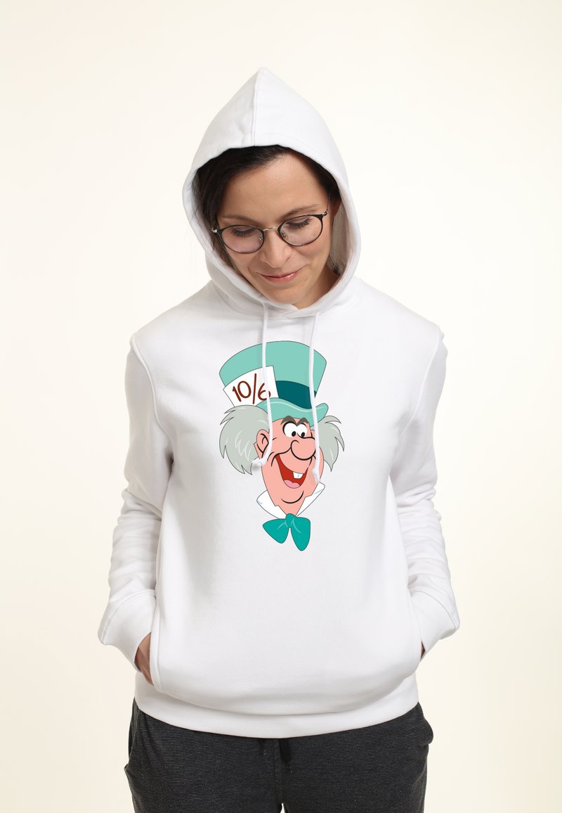 Henry Tiger DISNEY ALICE IN WONDERLAND MAD HATTER BIG FACE - Kapuzenpullover - White
