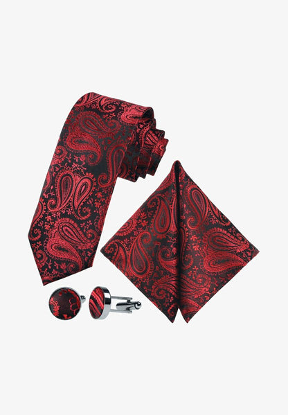  3-SET - Einstecktuch - Bordeaux/black