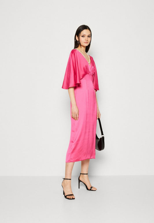 Vila VIMOMA V NECK DRESS - Cocktailkleid/festliches Kleid - Pink Yarrow