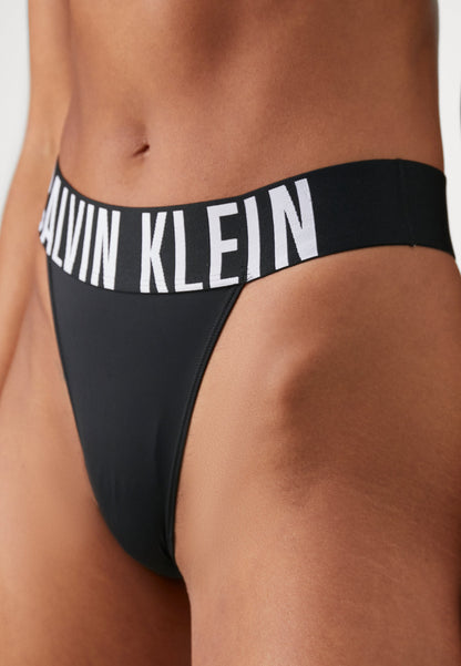 CALVIN KLEIN UNDERWEAR HIGH LEG THONG INTENSE POWER - Thong - Black