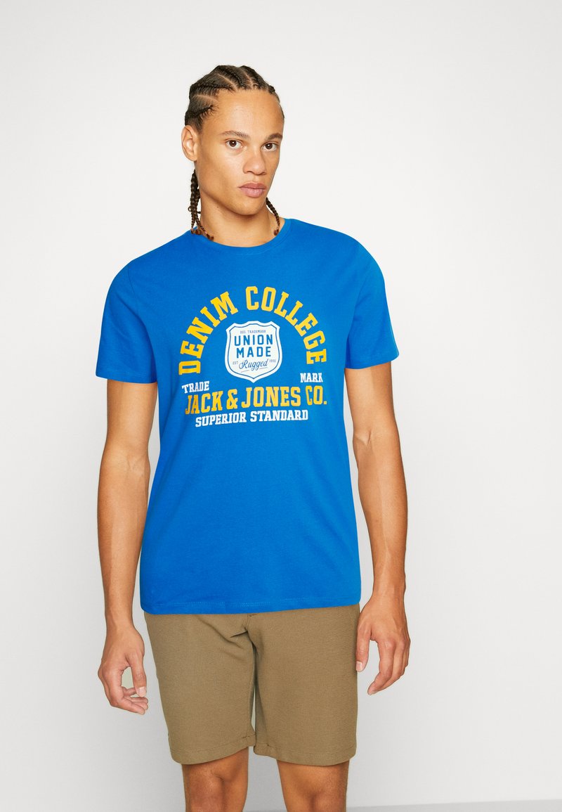 Jack & Jones JJELOGO TEE SS O-NECK - T-Shirt Print - French Blue