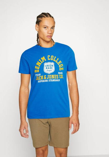 Jack & Jones JJELOGO TEE SS O-NECK - T-Shirt Print - French Blue