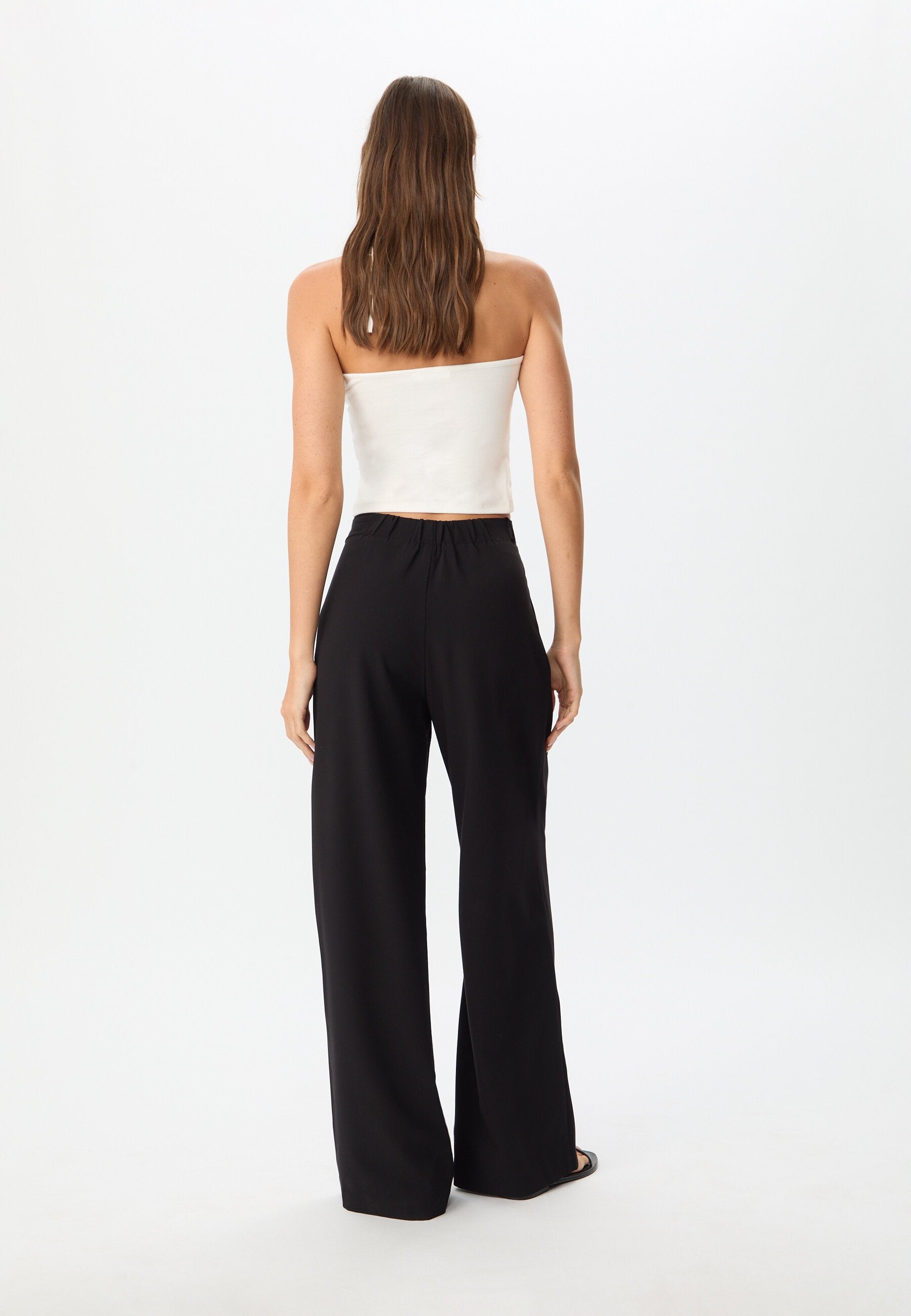 Stradivarius WIDE-LEG WITH BUCKLE DETAIL - Trousers - Black