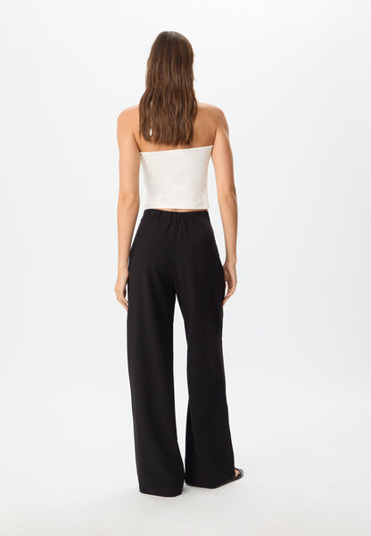 Stradivarius WIDE-LEG WITH BUCKLE DETAIL - Trousers - Black