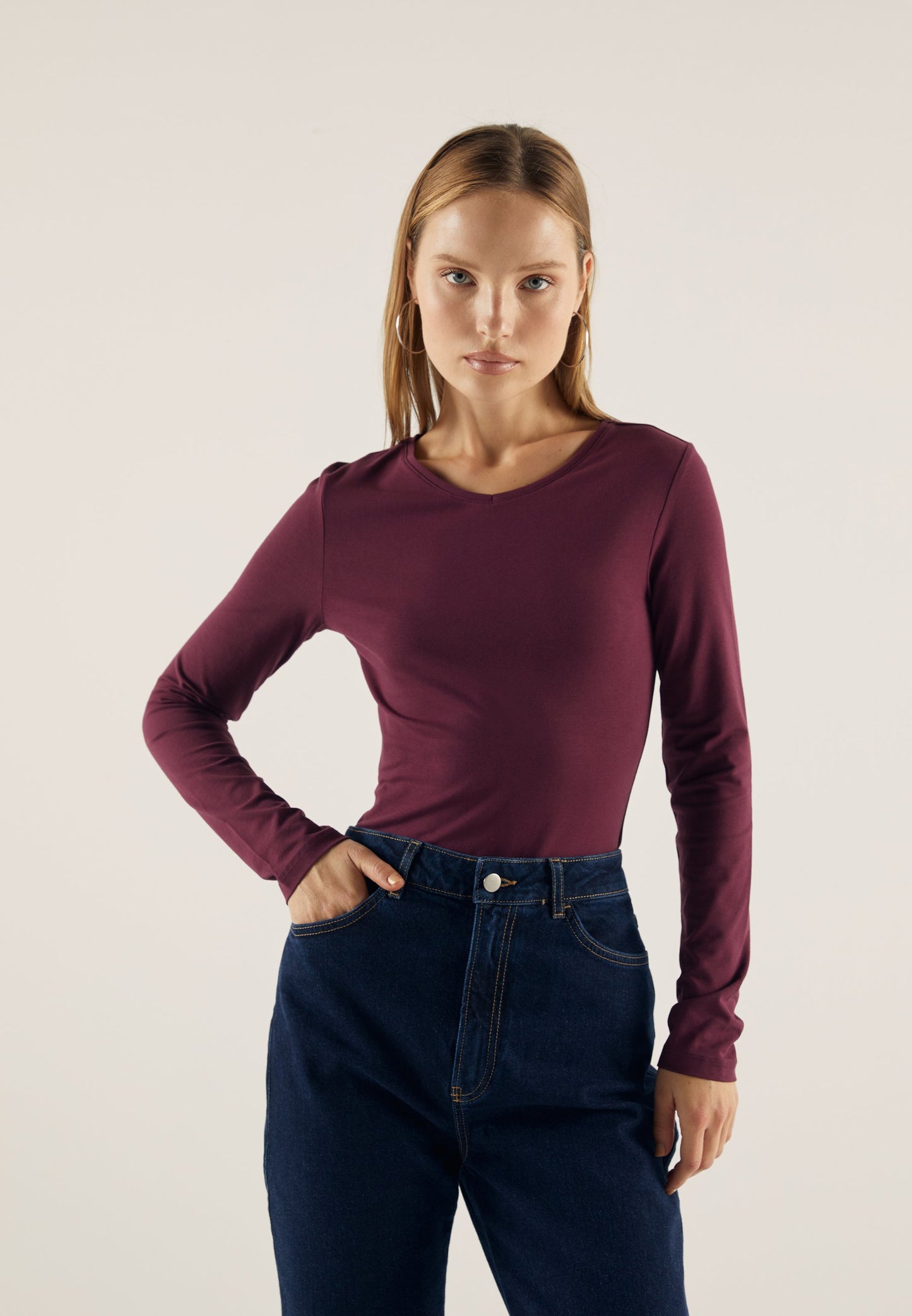 Anna Field 3 PACK - Long Sleeved Top - Black/bordeaux/white