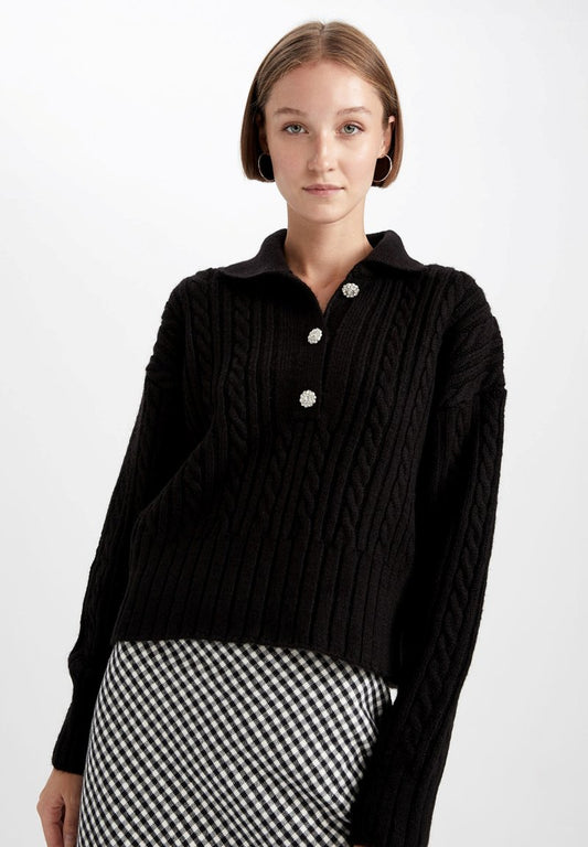 DeFacto STANDART FIT - Strickpullover - Black