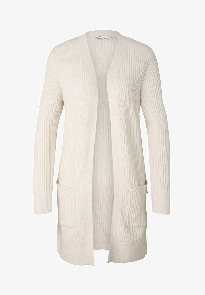 TOM TAILOR Denim LANGER - Strickjacke - Creme Beige Melange