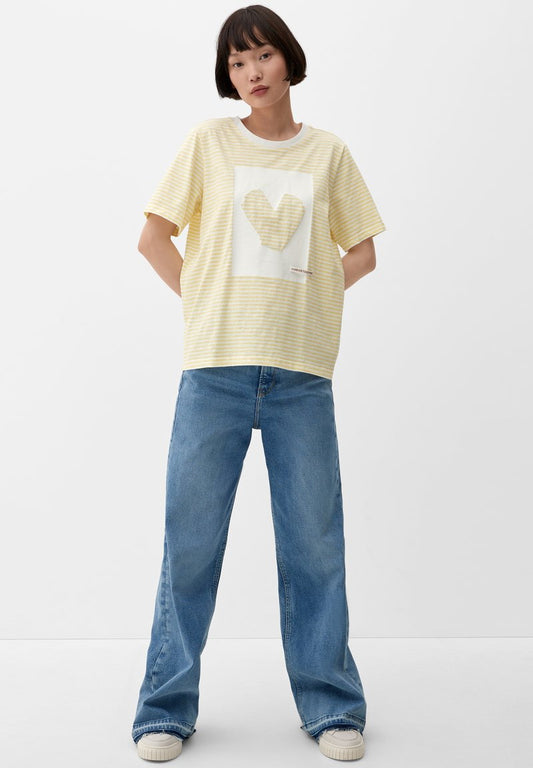 S.Oliver RAYÉ À IMPRIMÉ SUR LE DEVANT - T-Shirt Print - Helles Zitrone