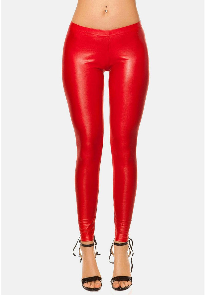  WETLOOK MIT SCHNÜRUNG HINTEN - Leggings - Hosen - Schwarz