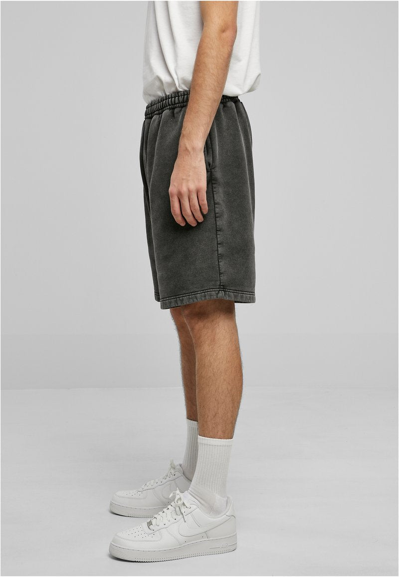 URBAN CLASSICS HEAVY WASHED - Shorts - Black