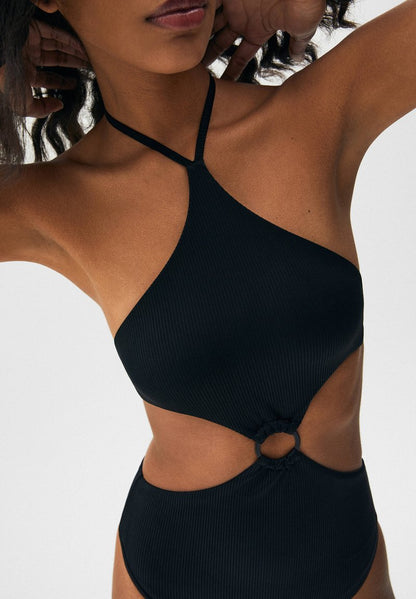 PULL & BEAR WITH CUT-OUT AND RING DETAIL - Badeanzug - Black