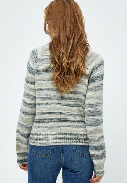 Minus Strickpullover - Sand/gray Striped