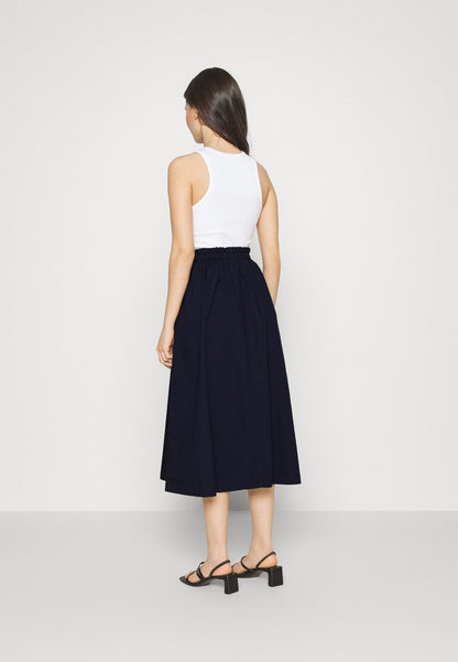  PAPERBAG PULL ON MIDI SKIRT - A-Linien-Rock - Navy Uniform