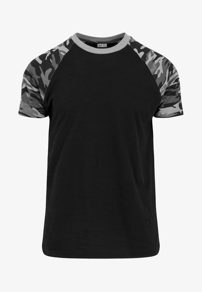 URBAN CLASSICS RAGLAN CONTRAST - T-Shirt Print - Black/burgundy