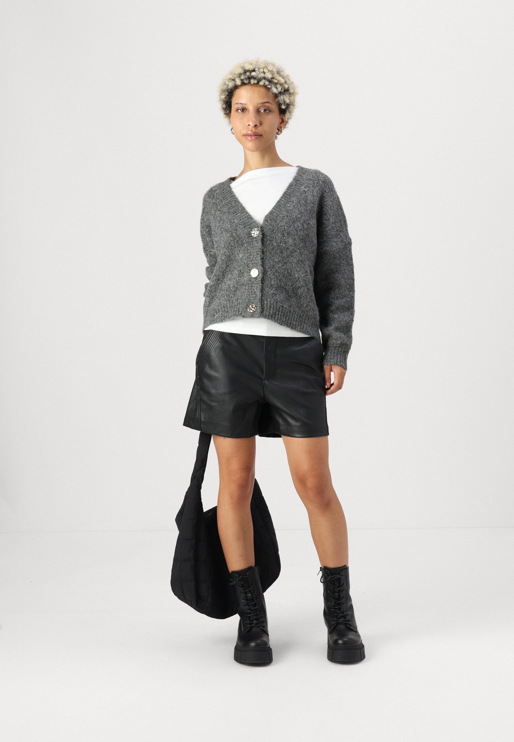ONLY Petite ONLZOEY CARDIGAN - Cardigan - Dark Grey Melange