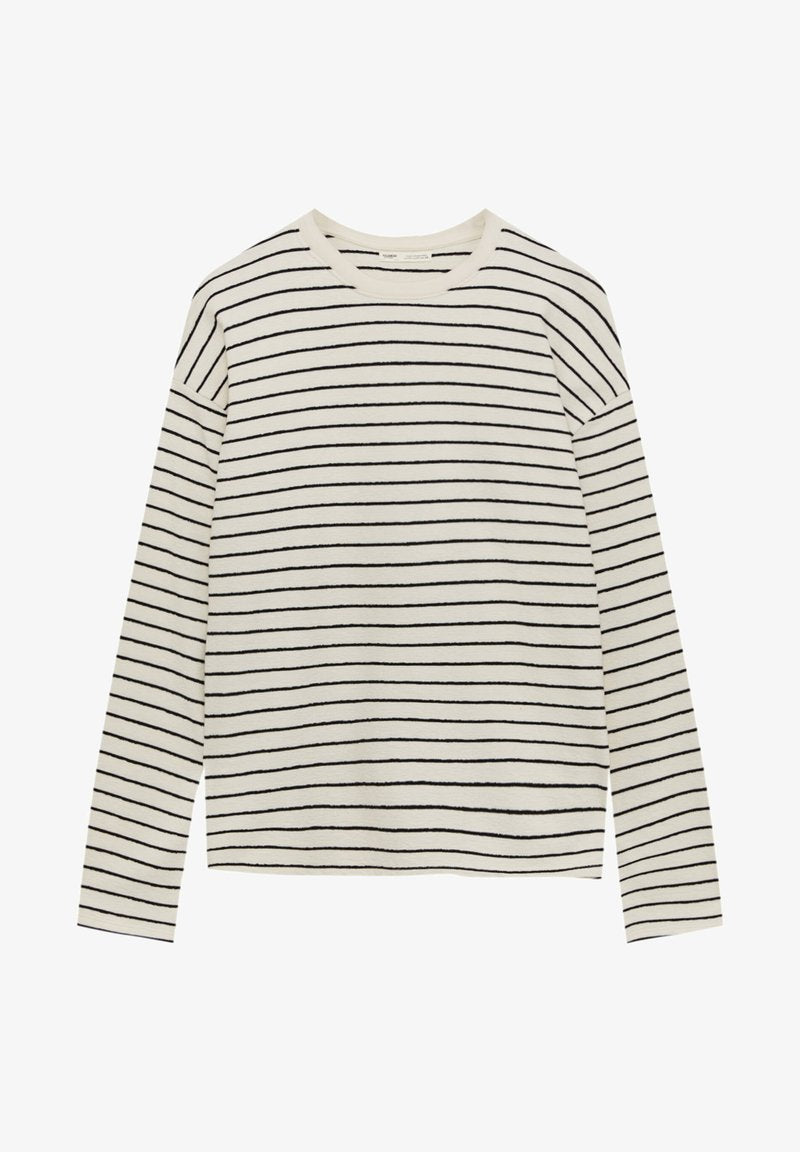 PULL & BEAR STRIPED - Langarmshirt - Mottled Black
